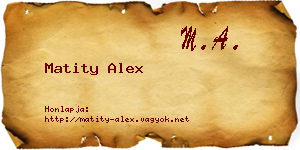 Matity Alex névjegykártya